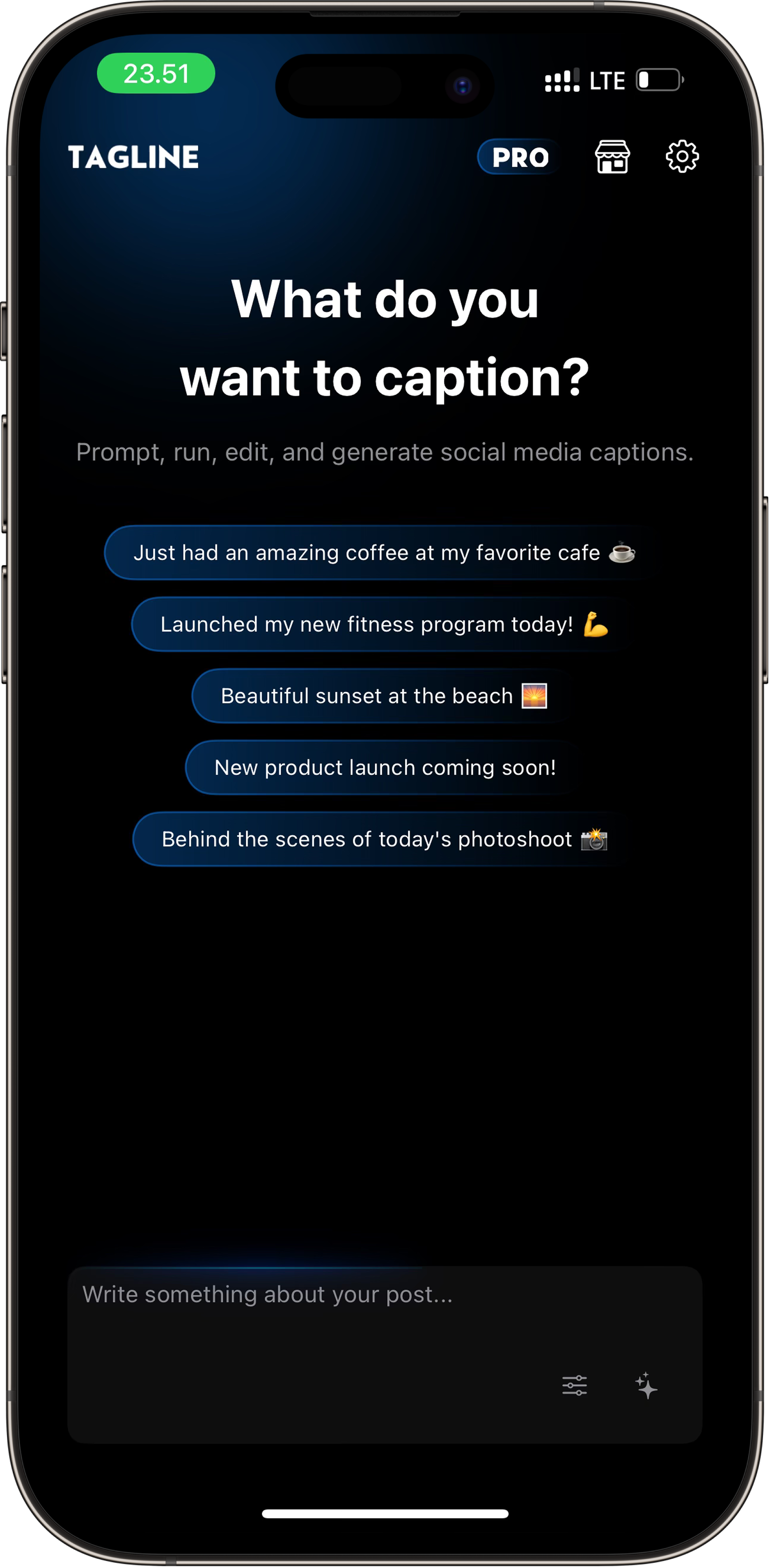 Tagline App Screenshot